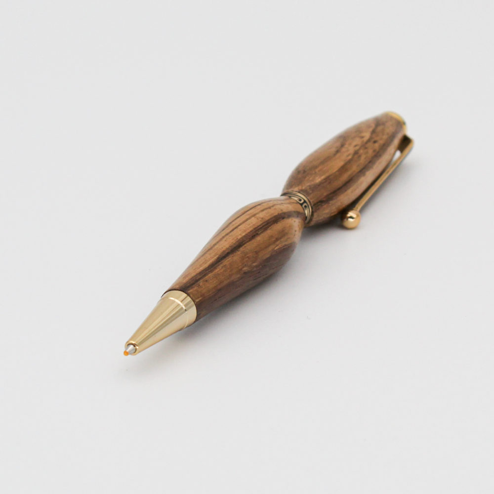 stylo en bois de zebrano vue de coté de face