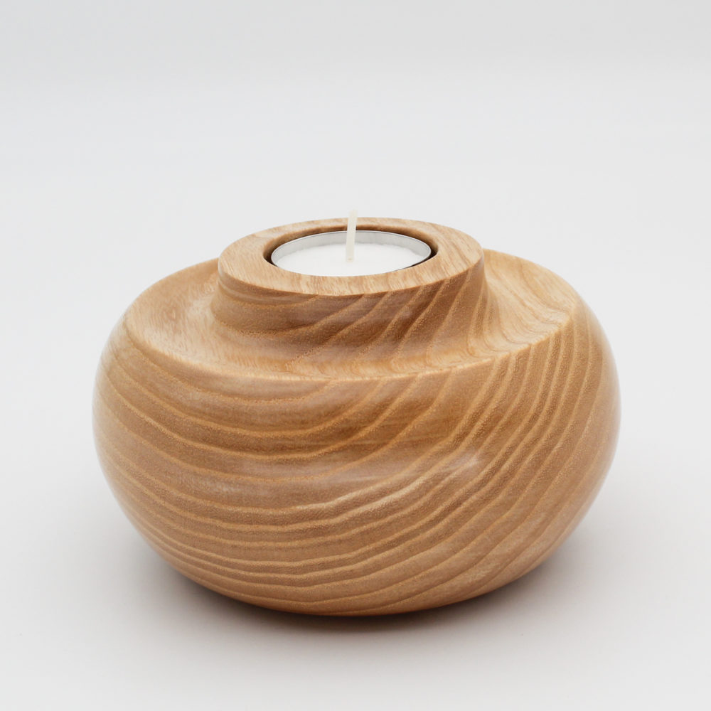 Bougeoir rond en bois de frêne