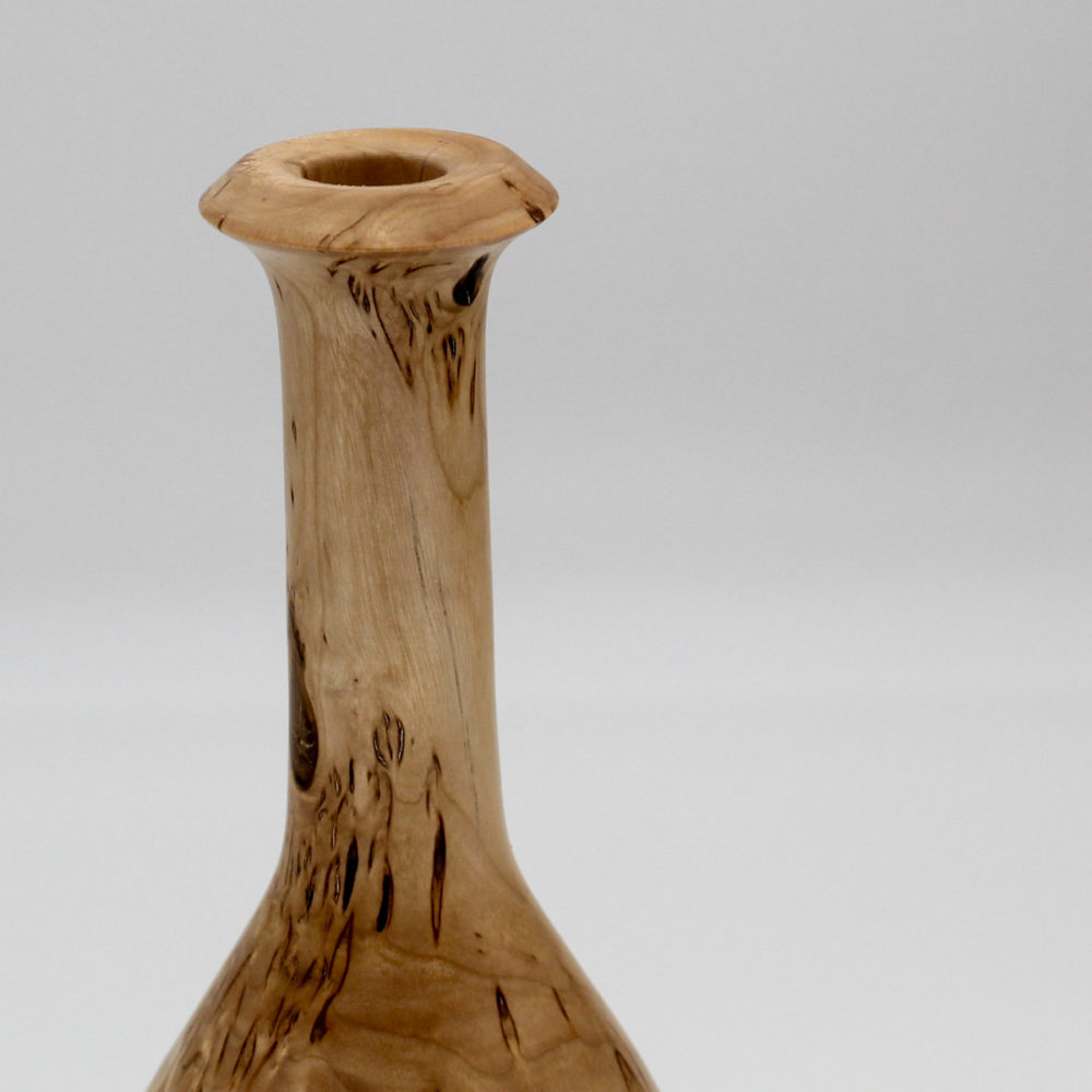 soliflore en bois de bouleau madré vue de détail