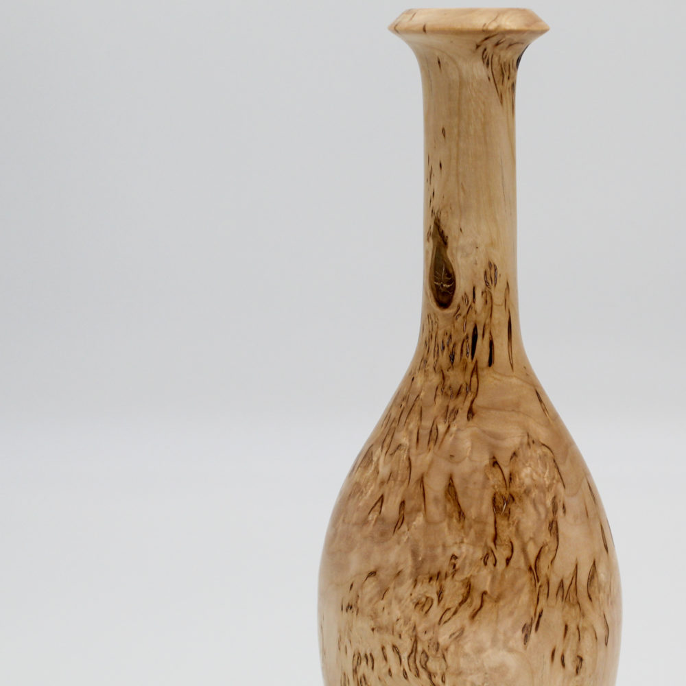 soliflore en bois de bouleau madré vue de détail