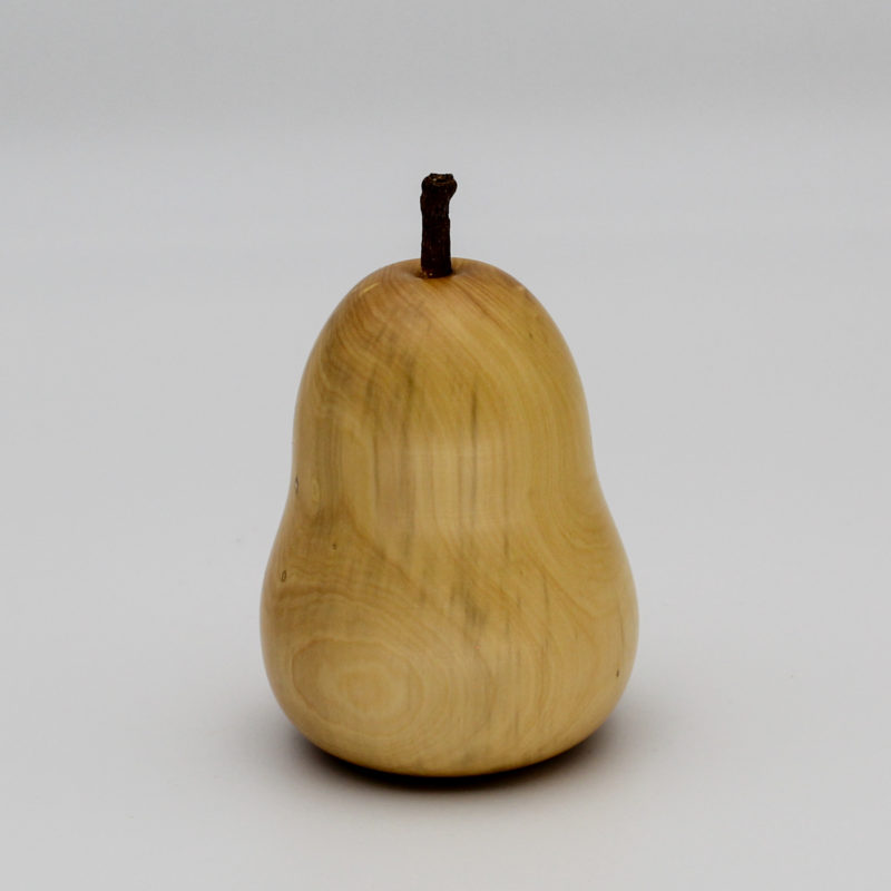 poire décorative en bois de buis vue de face