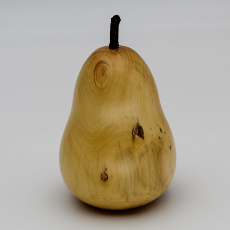 poire décorative en bois de buis vue de face