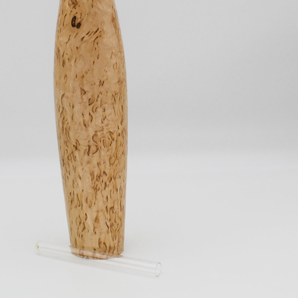 grand soliflore en bois de bouleau madré avec un tube à essai