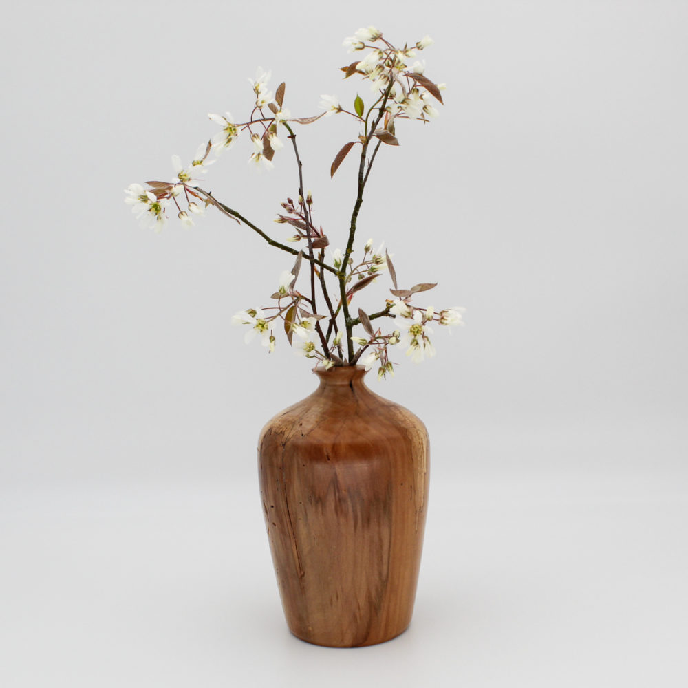 soliflore en bois de pommier vue avec un branchage fleuri