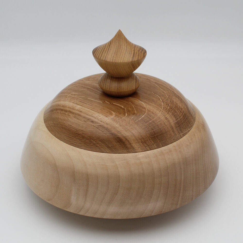 Grande boite à bijoux en bois de frêne, couvercle en chêne et acacia