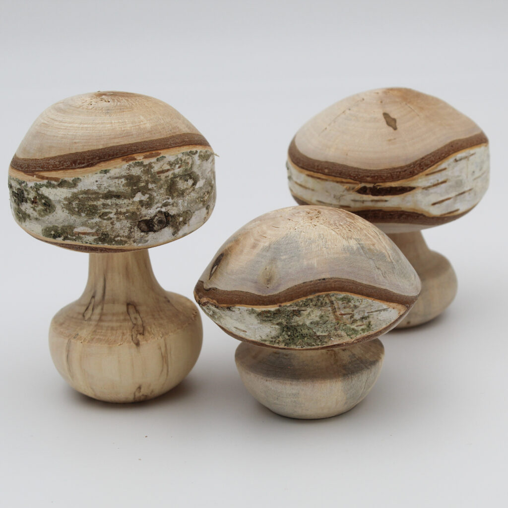 Trio champignons décoratifs en bois