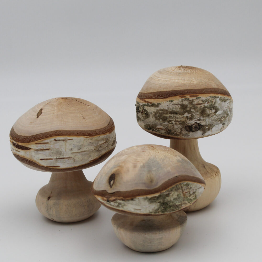 Trio champignons décoratifs en bois